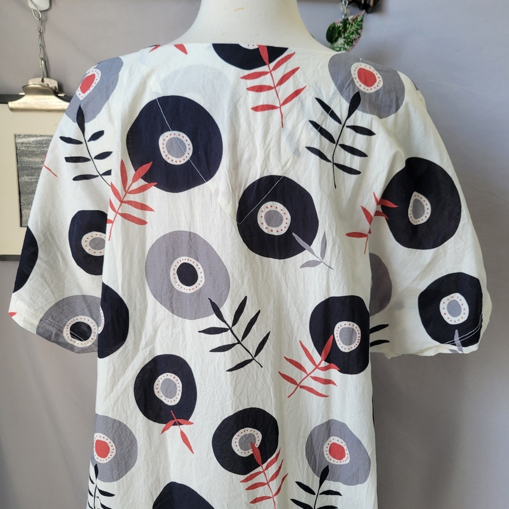 Gudrun Sjoden Julie Cotton Voile Floral V Neck Dress L - Picture 11 of 15